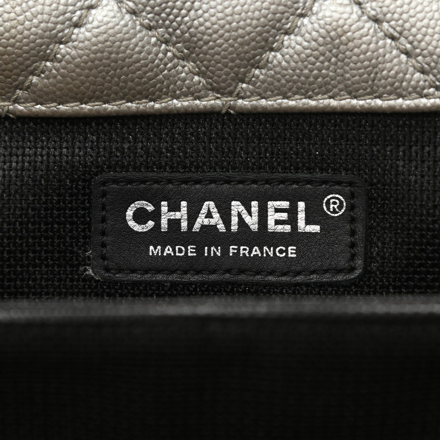 Metallic Caviar Quilted XXL Travel Flap Bag Silver