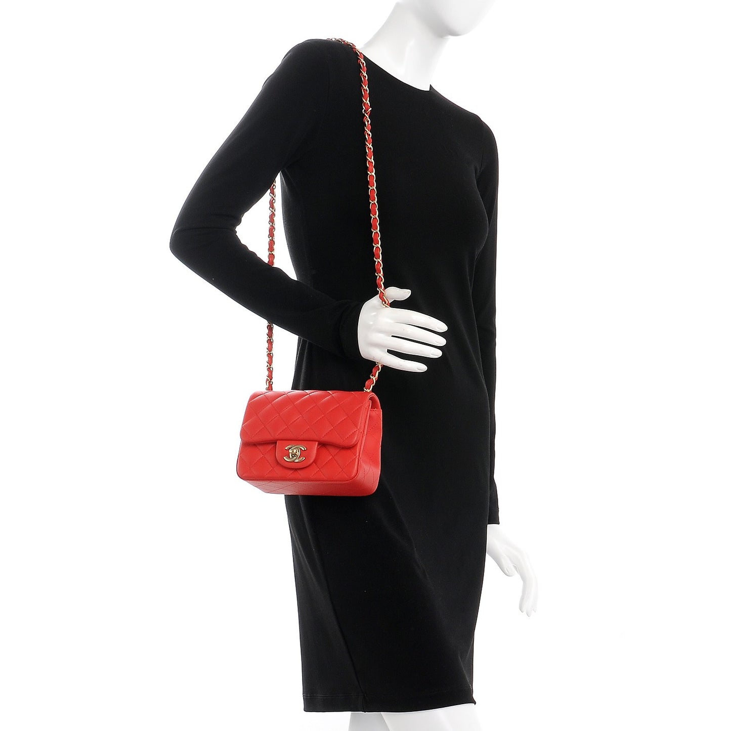 Lambskin Quilted Mini Square Flap Red