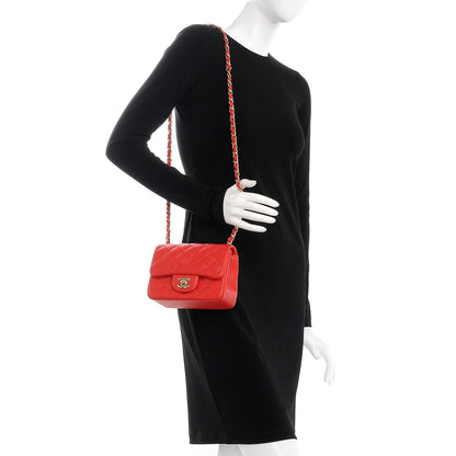 Chanel Lambskin Quilted Mini Square Flap Red 2 of 10