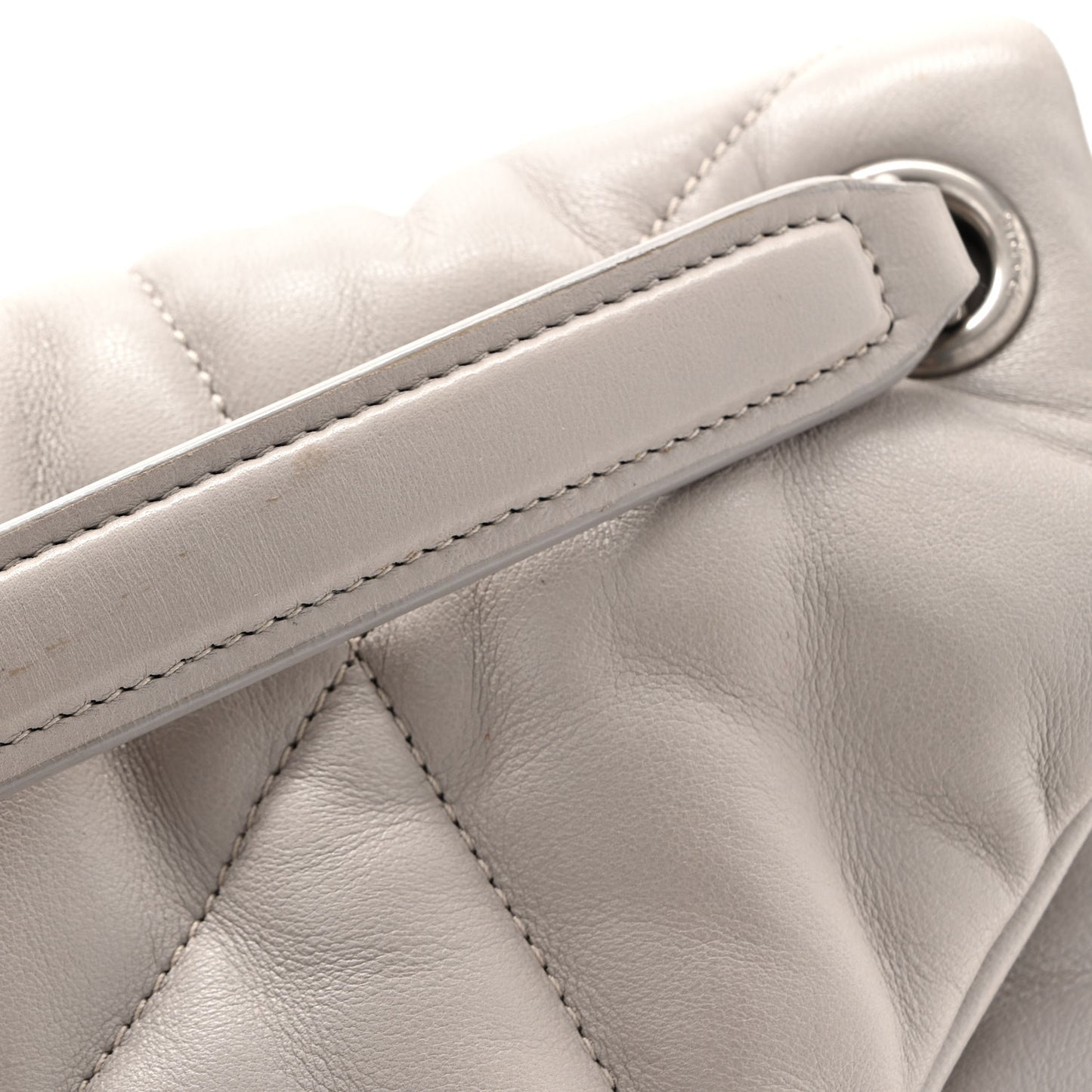 Lambskin Quilted Medium Loulou Puffer Monogram Chain Satchel Blanc Vintage