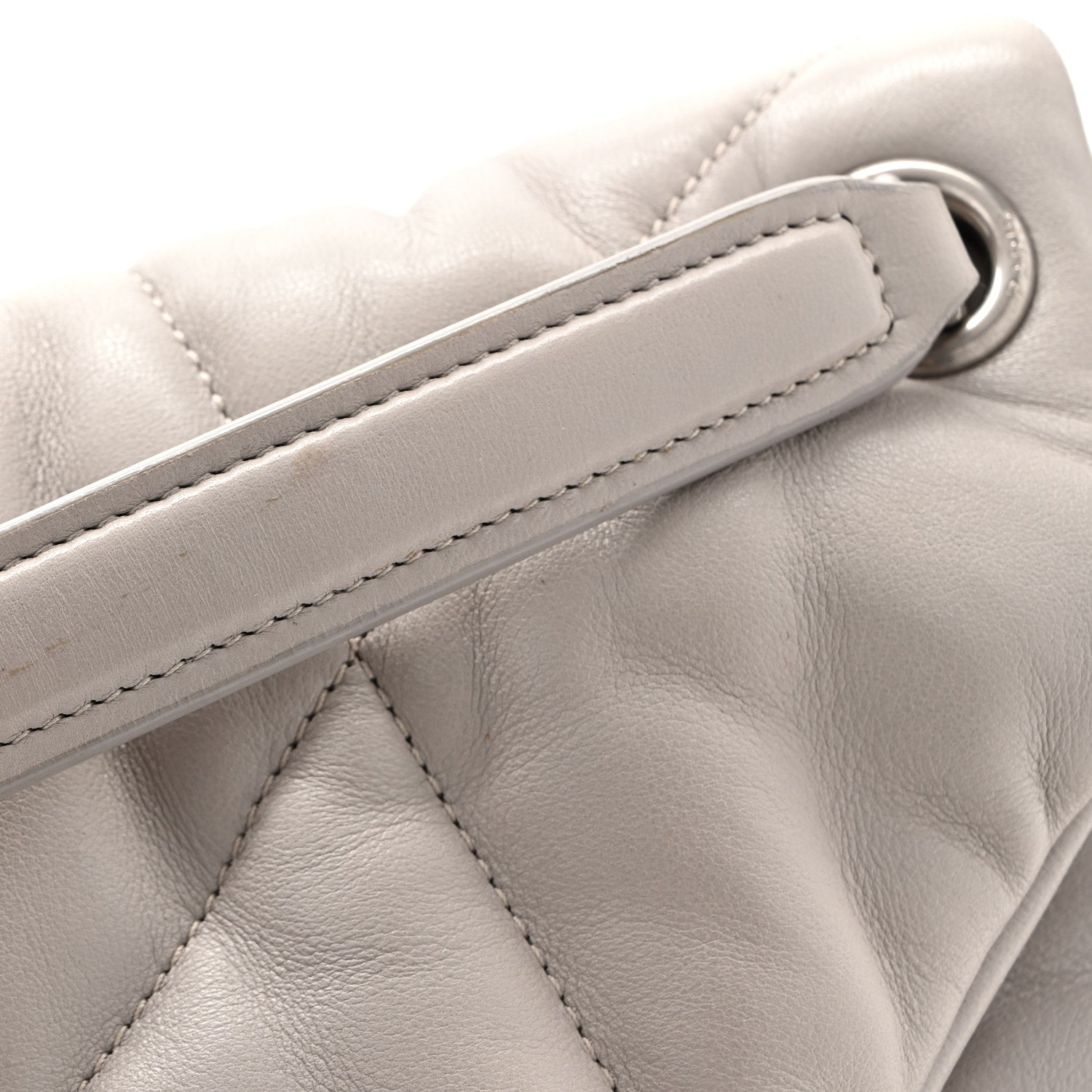 Saint Laurent Lambskin Quilted Medium Loulou Puffer Monogram Chain Satchel Blanc Vintage 12 of 15