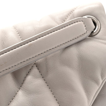 Saint Laurent Lambskin Quilted Medium Loulou Puffer Monogram Chain Satchel Blanc Vintage 12 of 15
