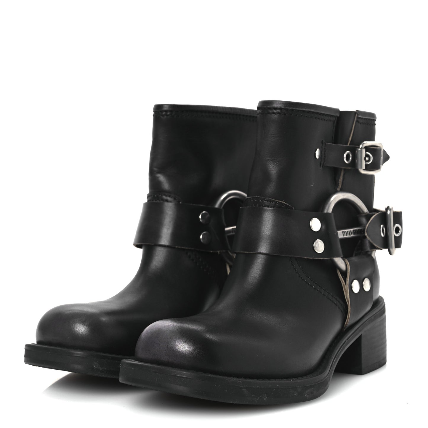 Calfskin Harness Engineer Boots 35 Black