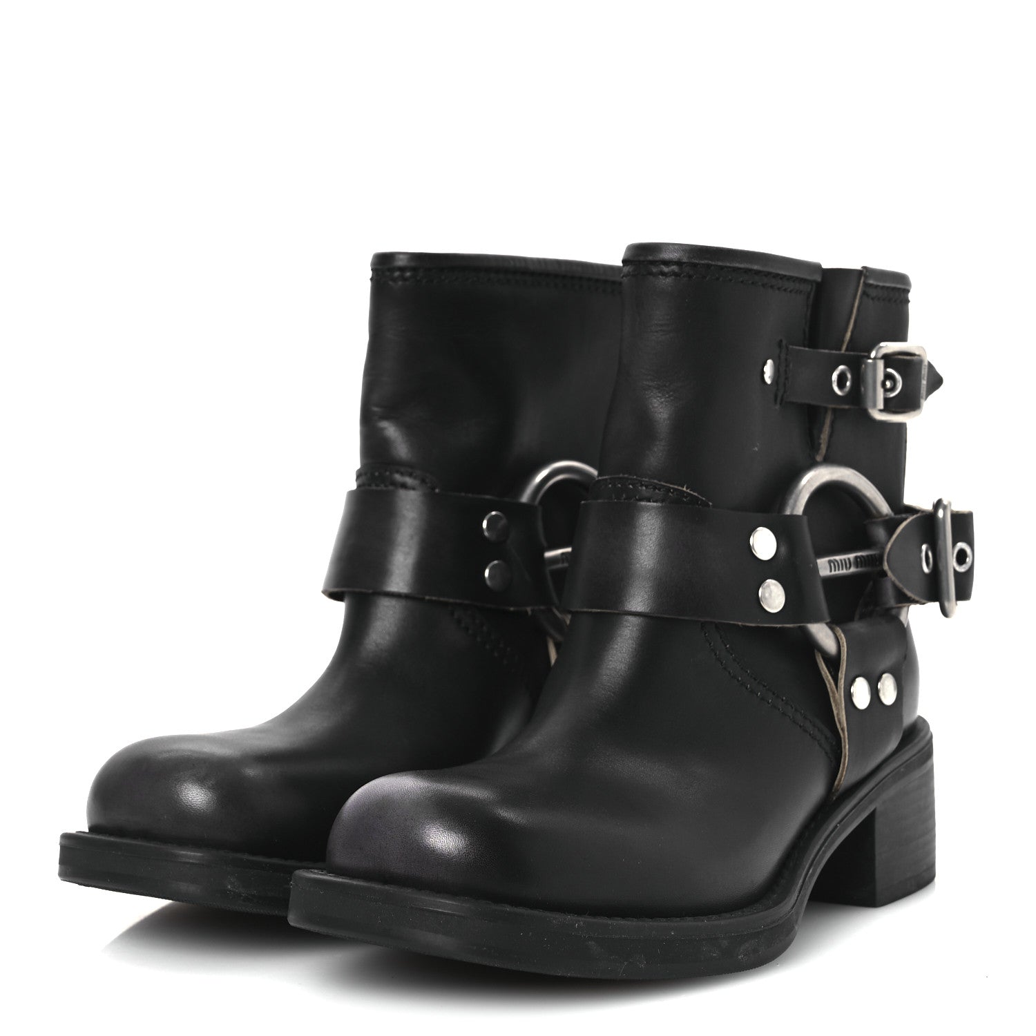 Miu Miu Calfskin Harness Engineer Boots 35 Black 4 of 14