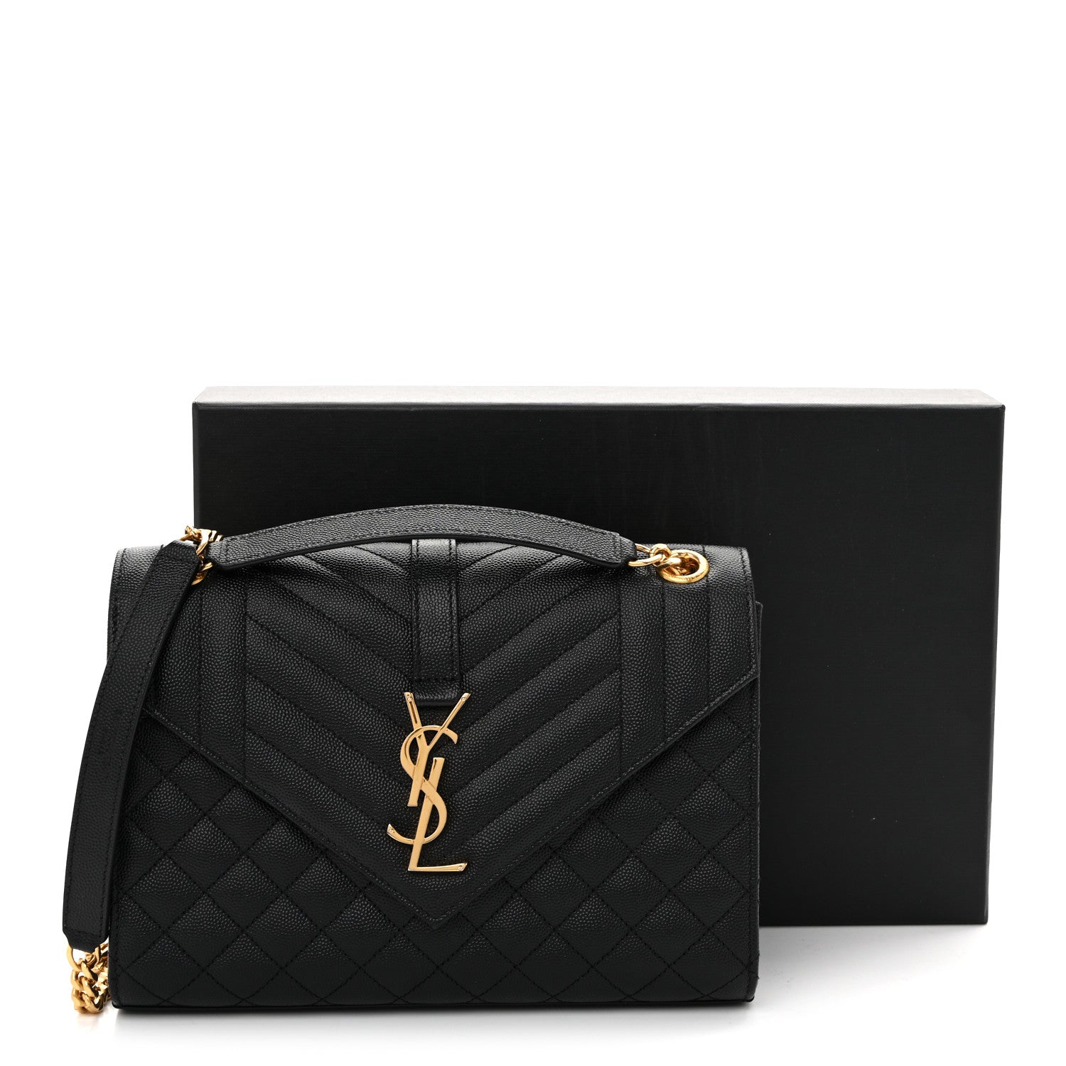 Saint Laurent Grain De Poudre Textured Mixed Matelasse Triquilt Medium Monogram Satchel Black 14 of 14