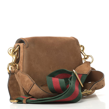 Gucci Suede Medium Lady Web Shoulder Bag New Marron 4 of 13