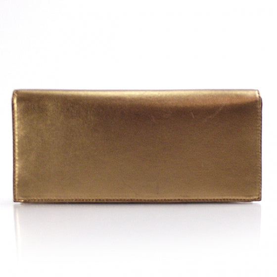 Leather Clutch Metallic Gold