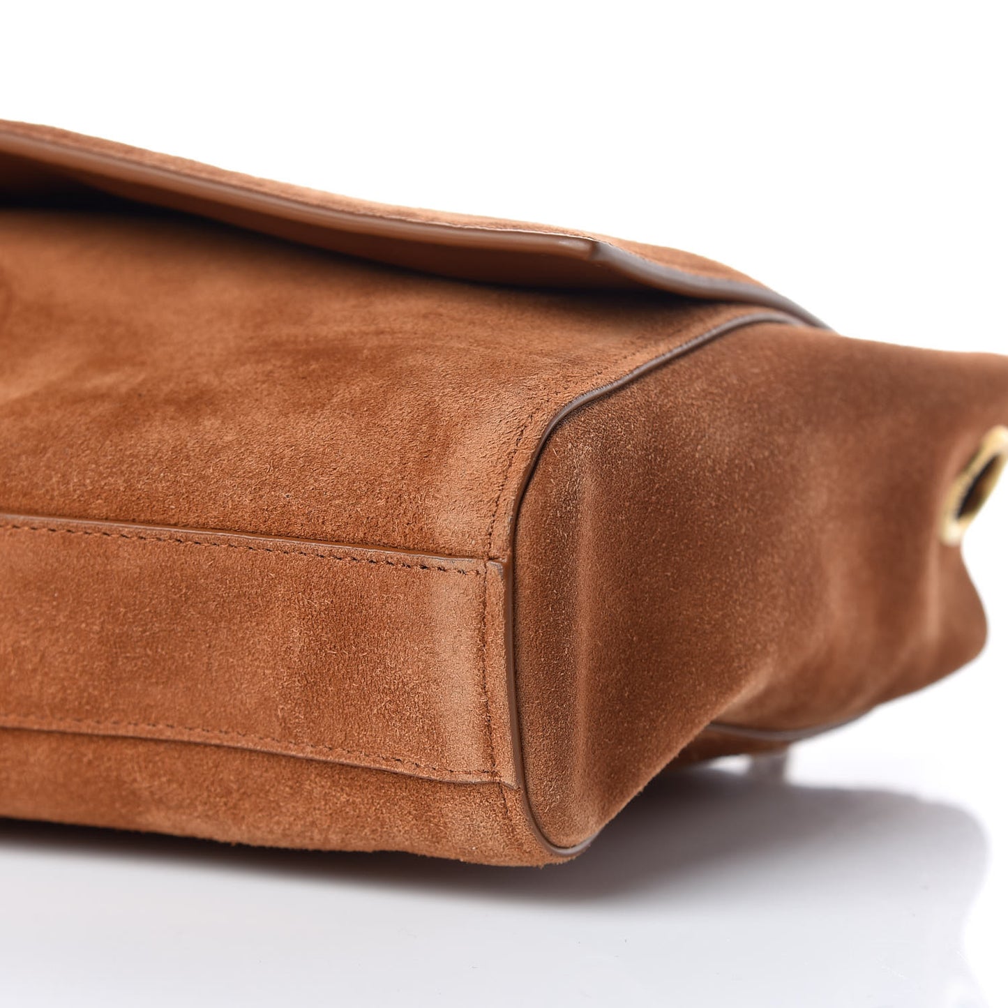 Smooth Calfskin Suede Medium Reversible Monogram Kate Satchel Light Ochre