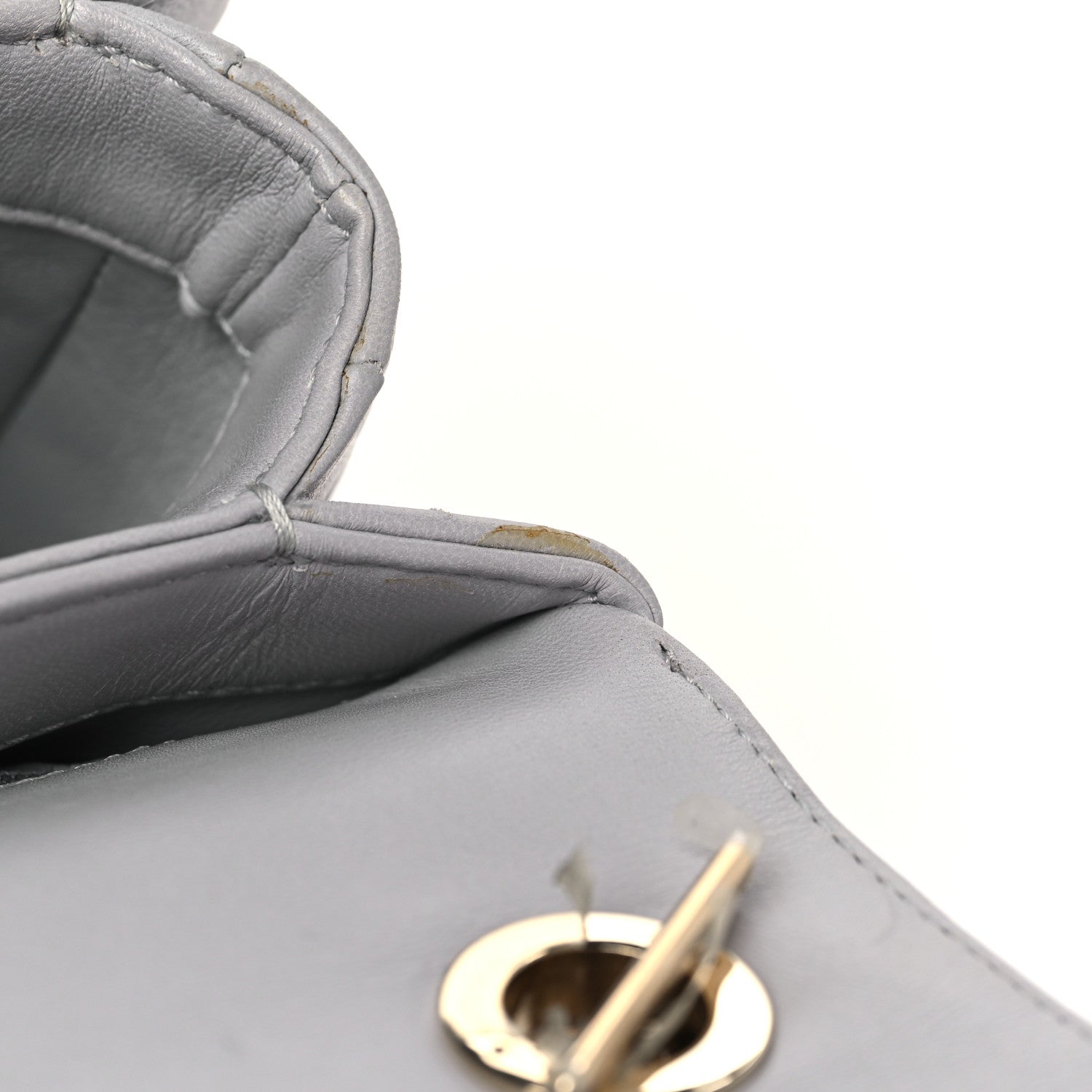 Chanel Lambskin Chevron Quilted Small Trendy CC Flap Dual Handle Bag Grey 12 of 13