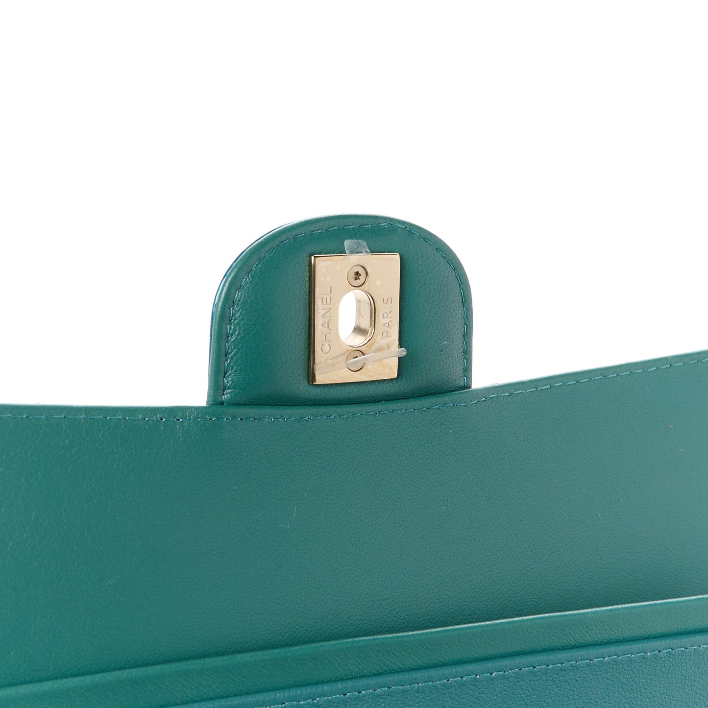 Shaded Patent Calfskin Quilted Medium Double Flap Green Blue