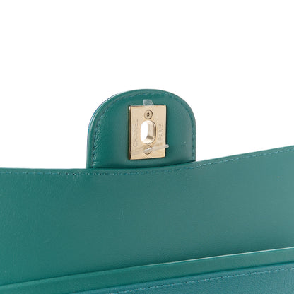 Chanel Shaded Patent Calfskin Quilted Medium Double Flap Green Blue 6 of 11