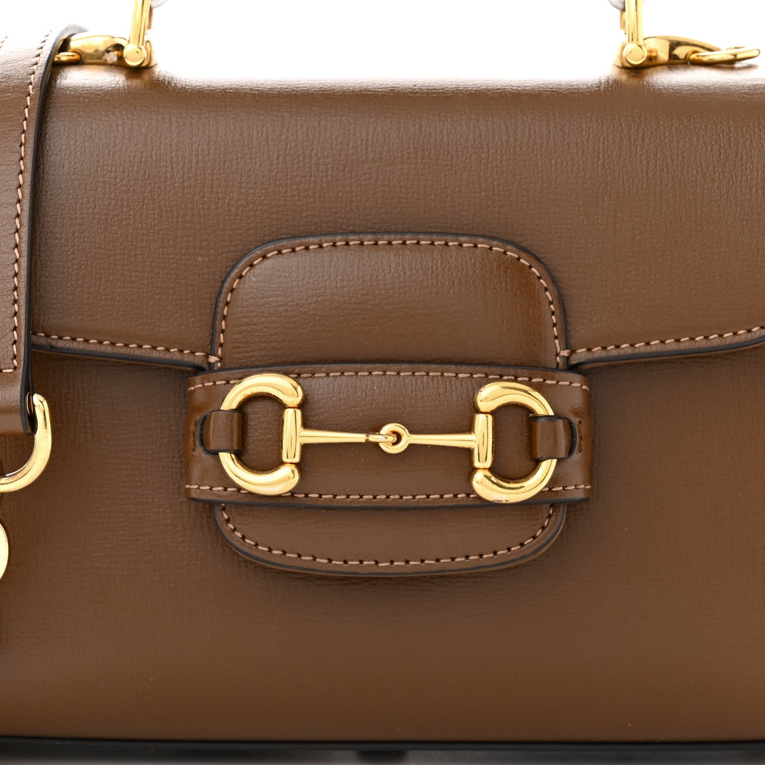 Gucci Glazed Textured Calfskin Mini Horsebit 1955 Top Handle Flap Bag Brown Sugar 8 of 12