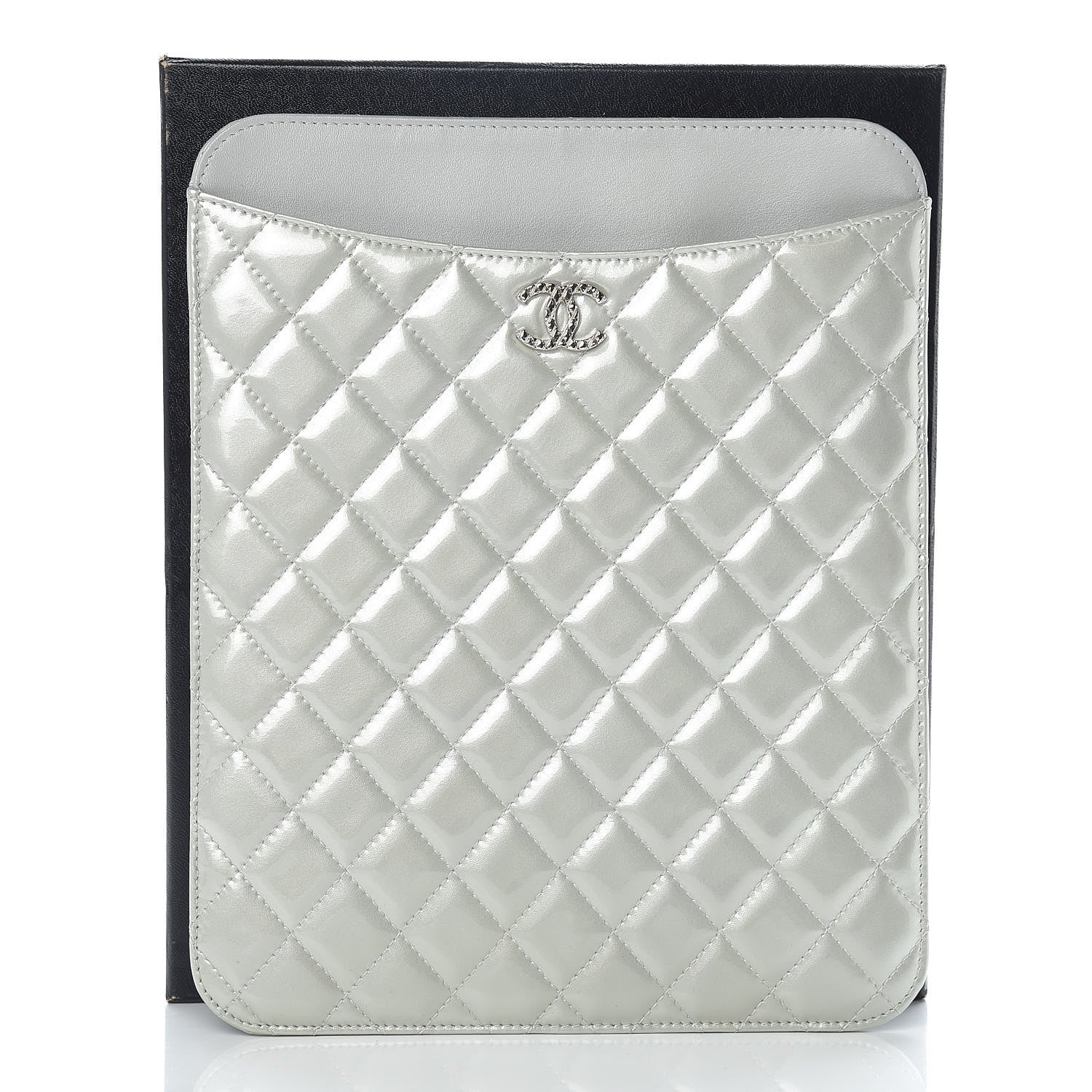 Chanel Patent Quilted Brilliant iPad Case Grey 10 of 10