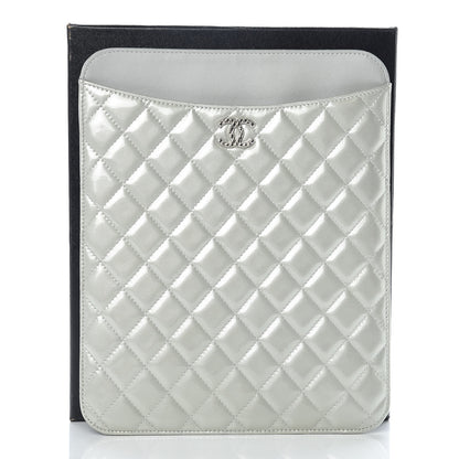Chanel Patent Quilted Brilliant iPad Case Grey 10 of 10