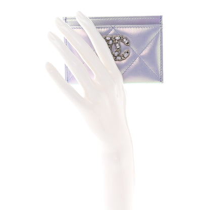 Chanel Iridescent Calfskin Quilted Chanel 19 Card Holder Light Purple 2 of 9