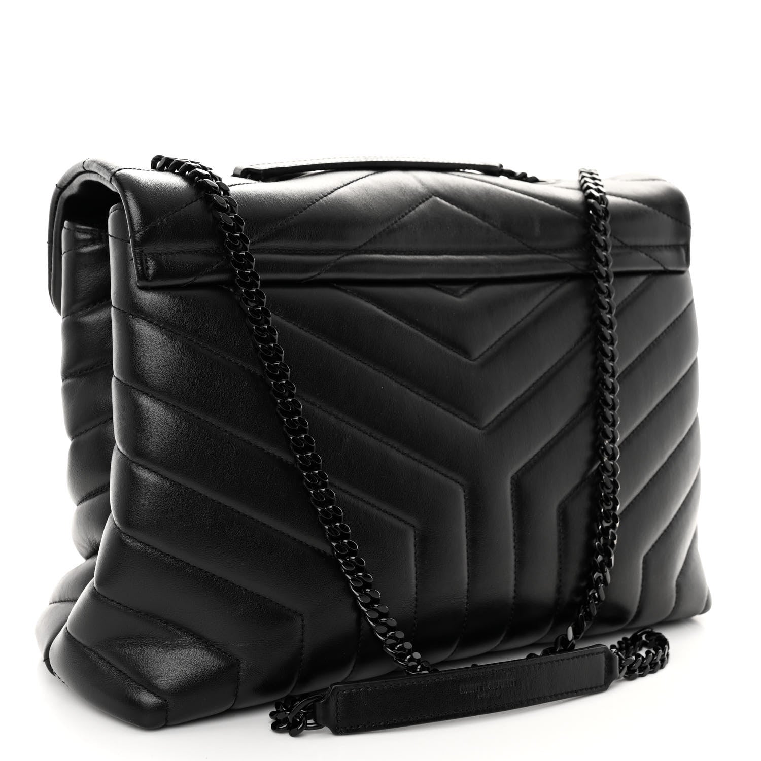 Saint Laurent Calfskin Y Quilted Monogram Monochrome Medium Loulou Chain Satchel Black 3 of 9