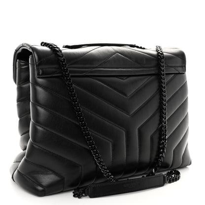 Saint Laurent Calfskin Y Quilted Monogram Monochrome Medium Loulou Chain Satchel Black 3 of 9