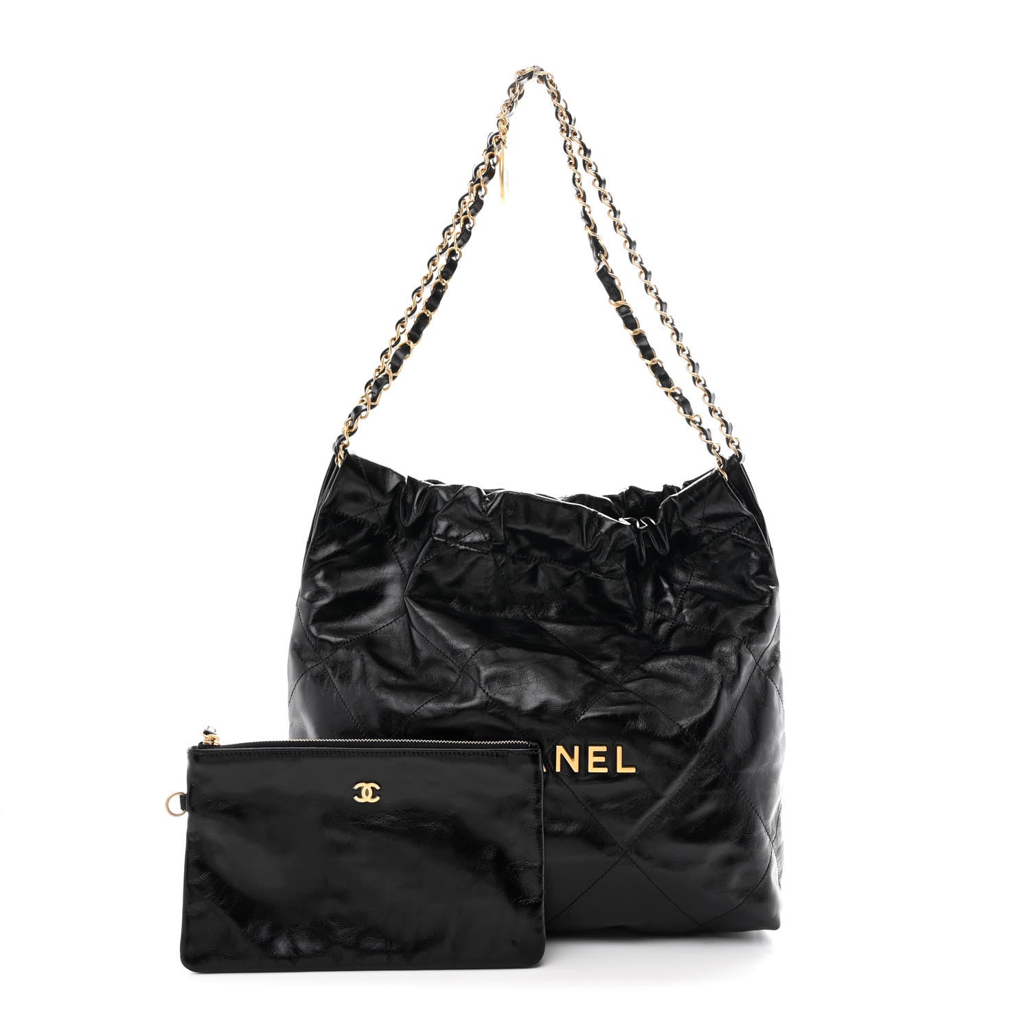 Chanel Glazed Calfskin  Quilted Small Chanel 22 Black 3 of 12