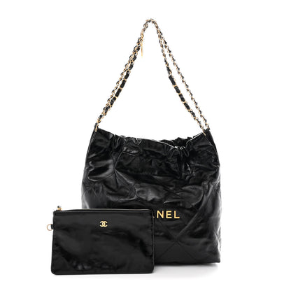 Chanel Glazed Calfskin  Quilted Small Chanel 22 Black 3 of 12
