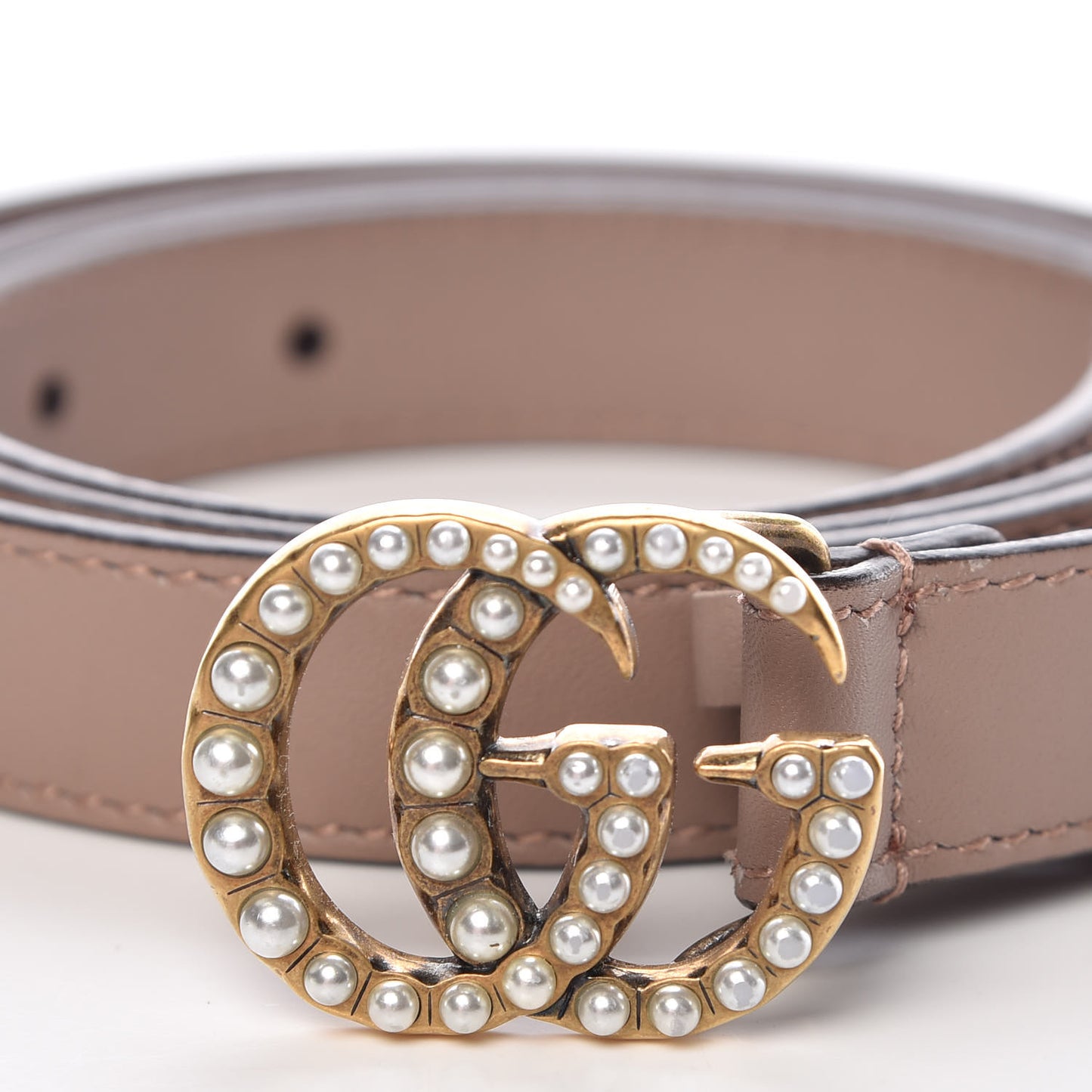 Calfskin Pearl Double G 20mm Belt 90 36 Porcelain Rose