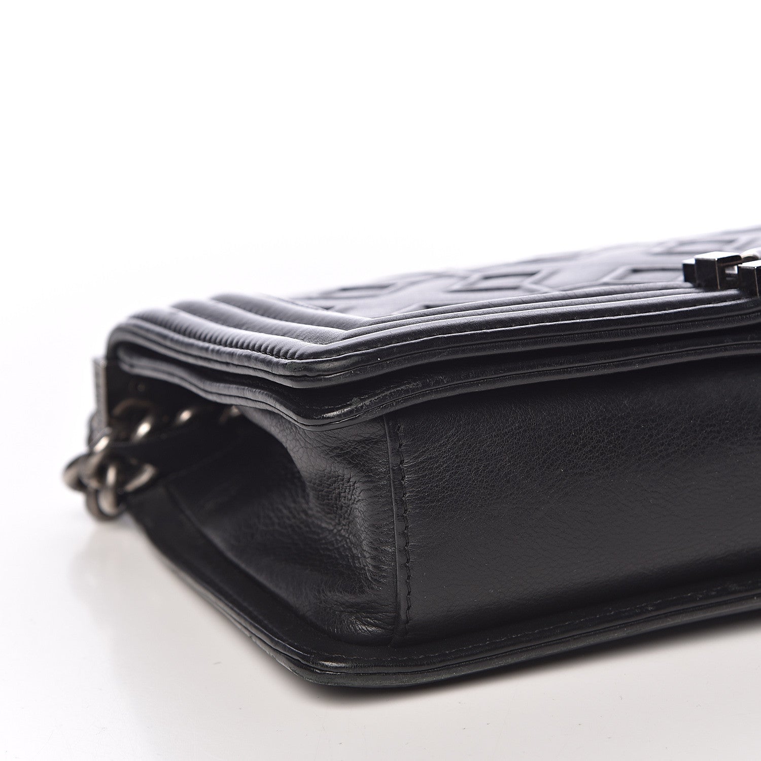 Chanel Calfskin Crystal Embossed Medium Boy Flap Black 8 of 11