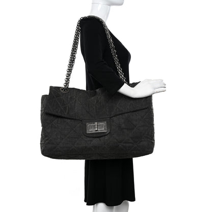 Chanel Denim Quilted XXL Reissue Flap Grey 2 of 12