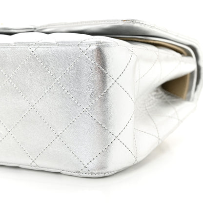 Chanel Metallic Lambskin Quilted Jumbo Double Flap Silver 10 of 15