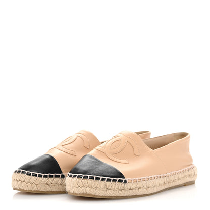Chanel Lambskin CC Espadrilles 40 Beige Black 4 of 10