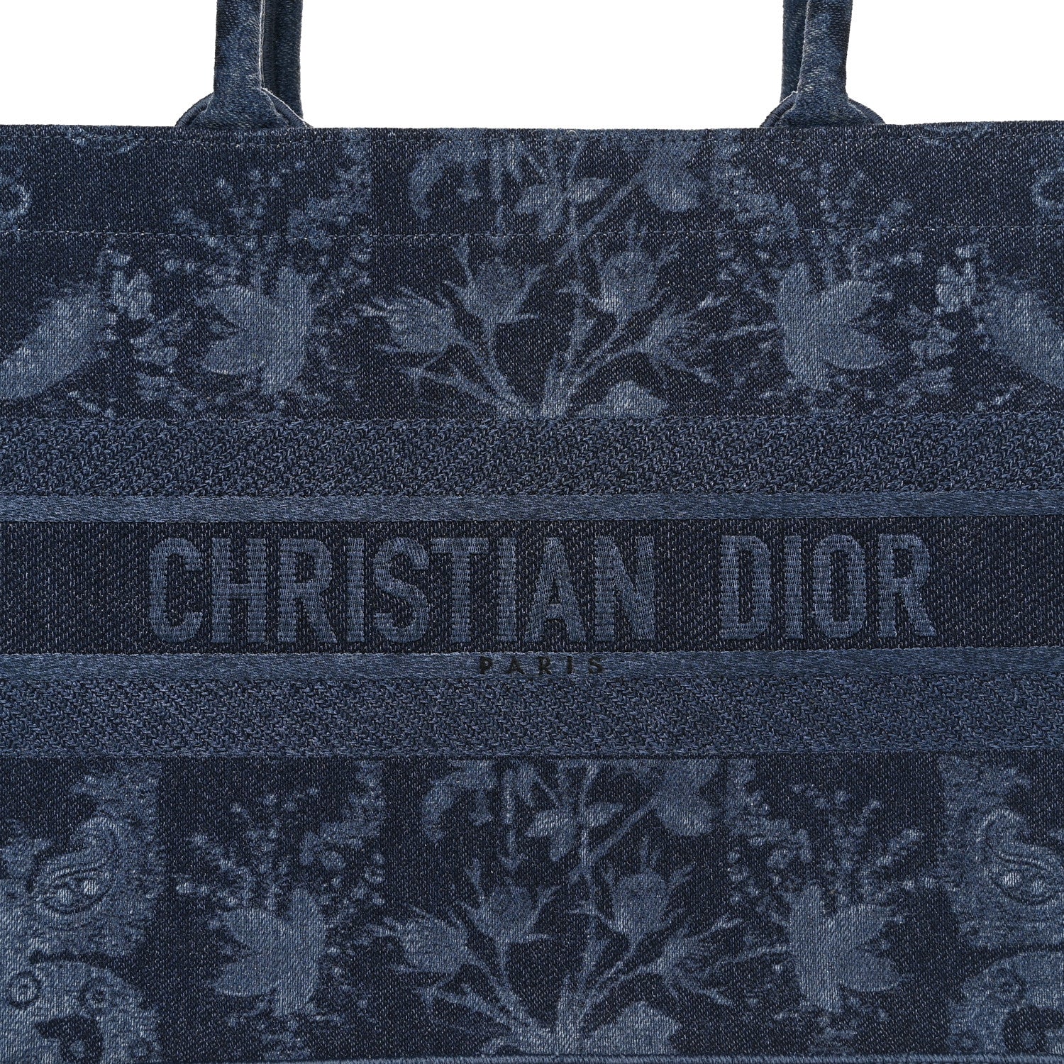 Christian Dior Denim Flowers Embroidered Medium Book Tote Blue 8 of 13