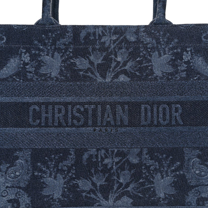 Christian Dior Denim Flowers Embroidered Medium Book Tote Blue 8 of 13