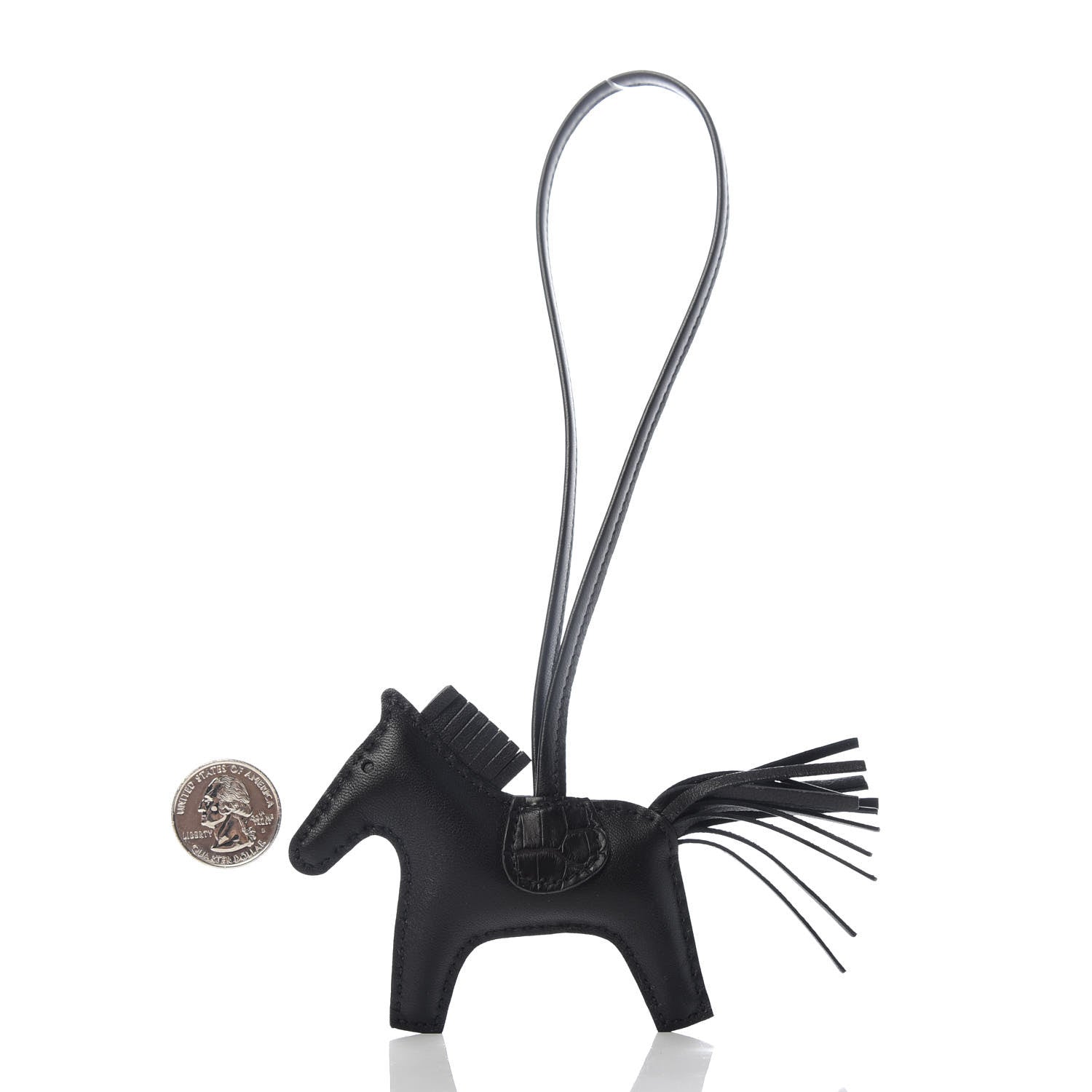 Hermes Milo Lambskin Matte Alligator Touch Grigri Rodeo Horse Bag Charm PM So Black 2 of 4