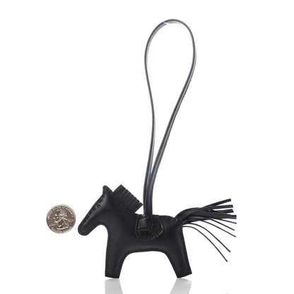 Hermes Milo Lambskin Matte Alligator Touch Grigri Rodeo Horse Bag Charm PM So Black 2 of 4