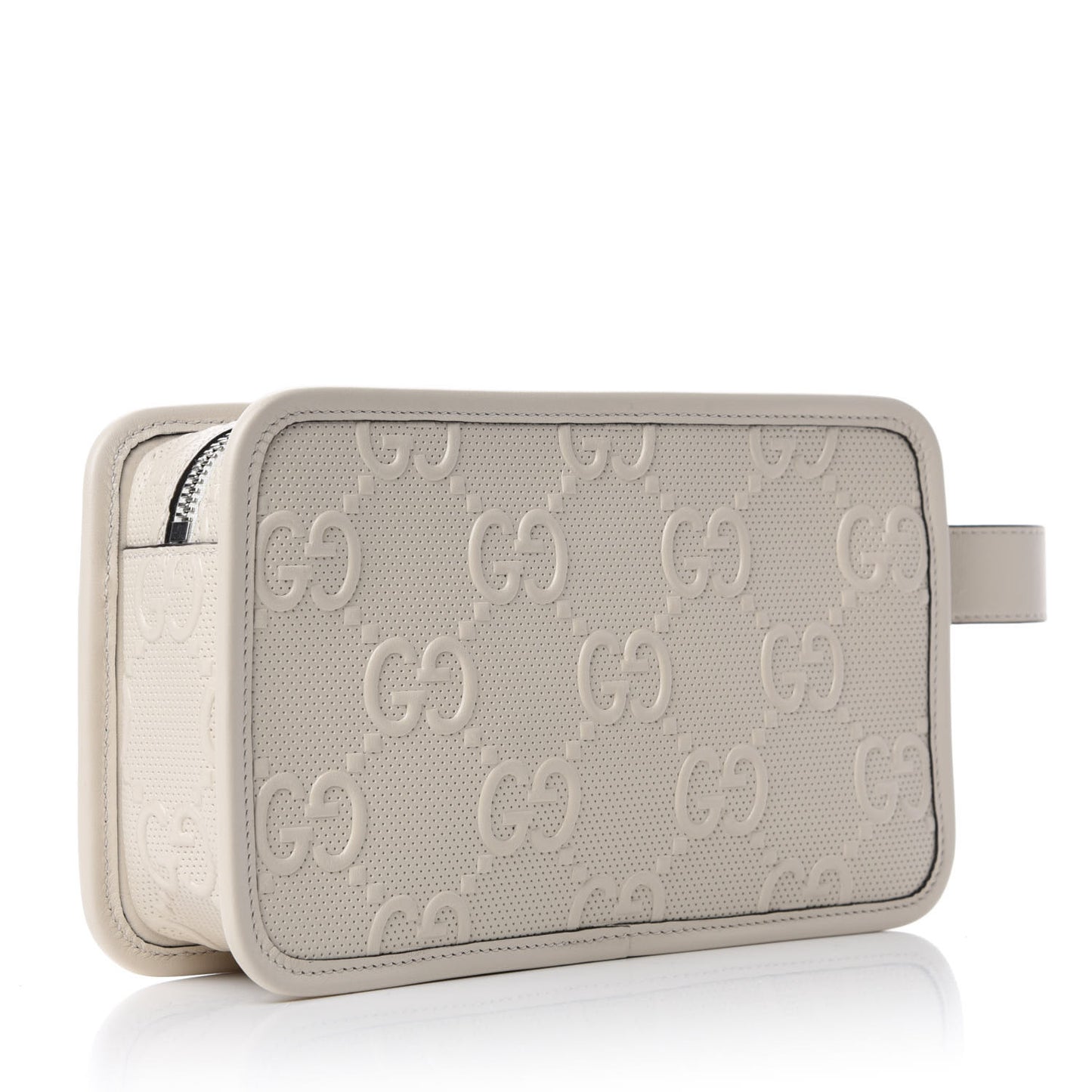 Calfskin GG Tennis Embossed Cosmetic Case Mystic White