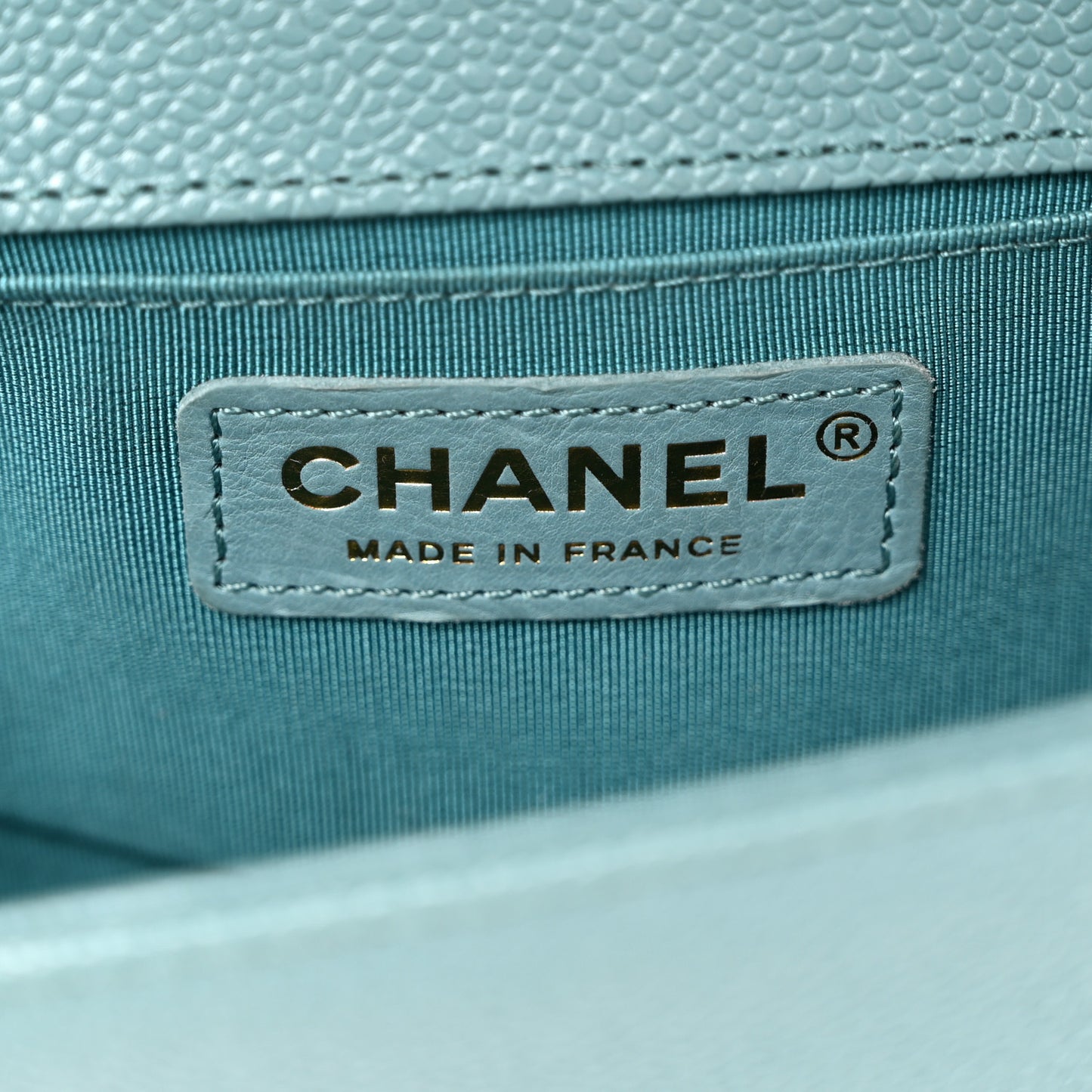 Caviar Quilted Small Boy Flap Light Blue