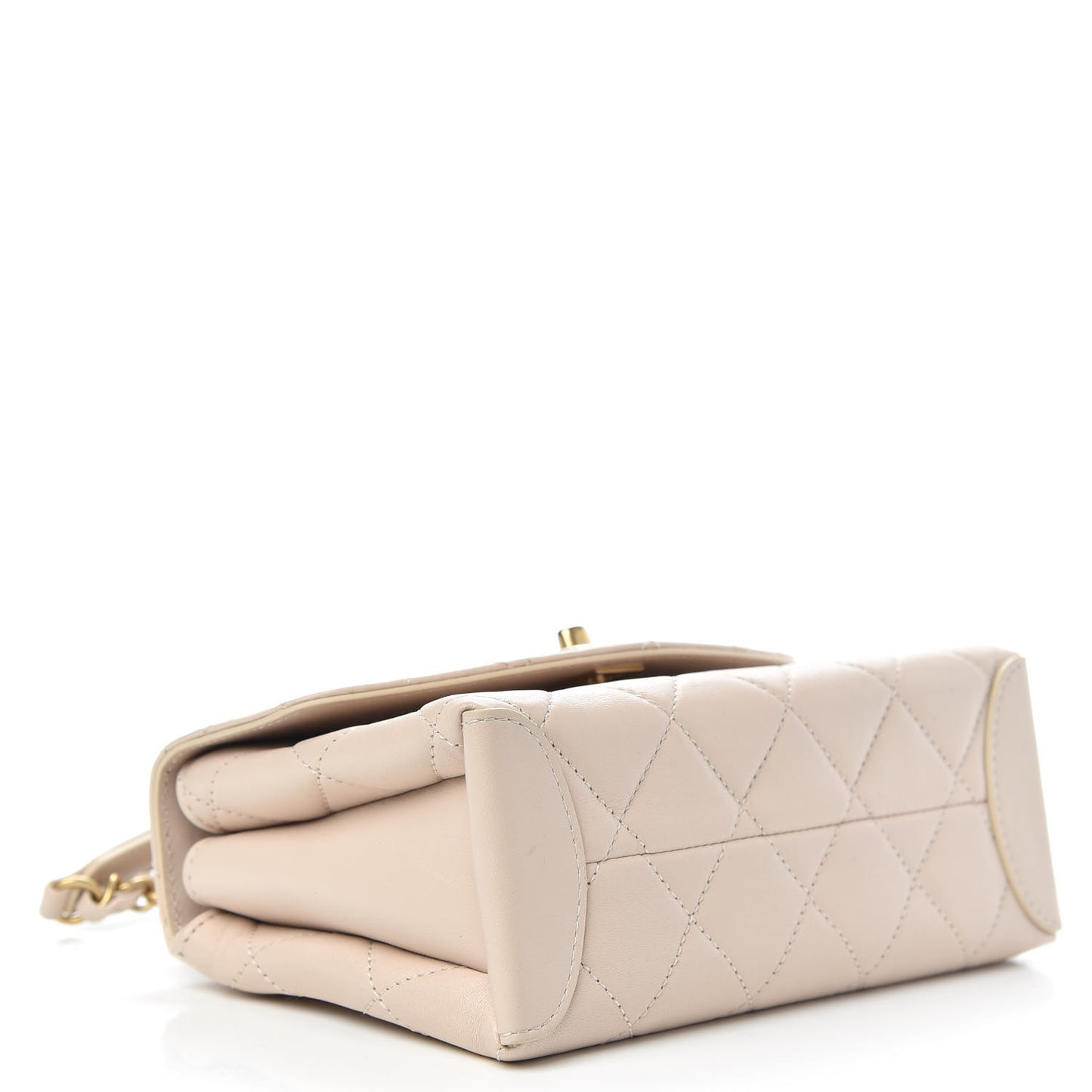 Lambskin Quilted Mini Trendy Spirit Top Handle Flap Beige