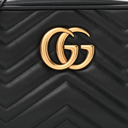 Gucci Calfskin Matelasse Small GG Marmont Chain Shoulder Bag Black 8 of 10