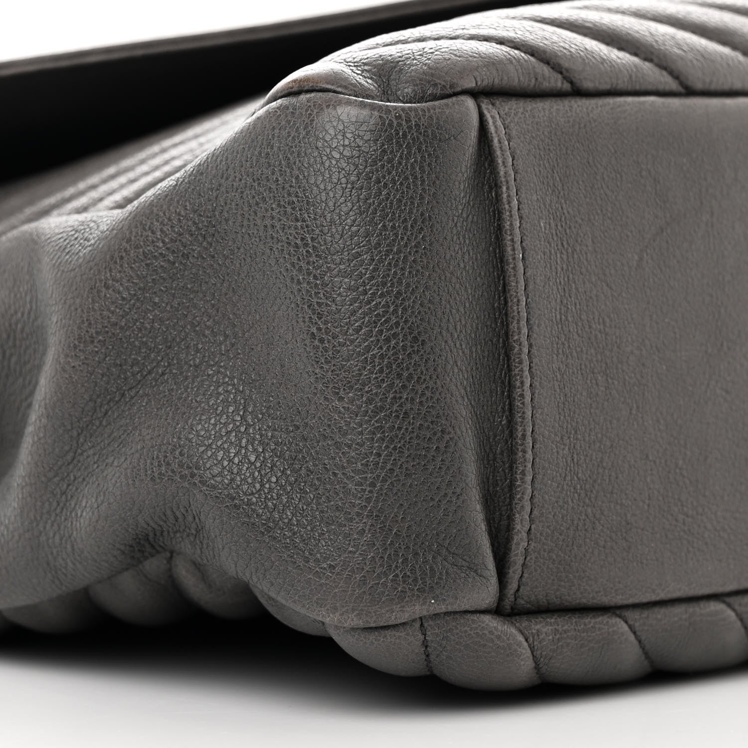 Saint Laurent Sheepskin Matelasse Chevron Monogram Large College Satchel Light Coal 10 of 12