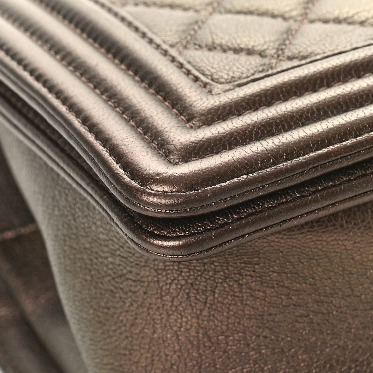 Chanel Iridescent Goatskin Quilted Medium Boy Flap Dark Gold 8 of 10