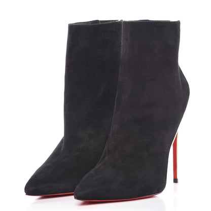 Christian Louboutin Veau Velours Specchio 100 Delicotte Booties 38 Black Gold 3 of 7