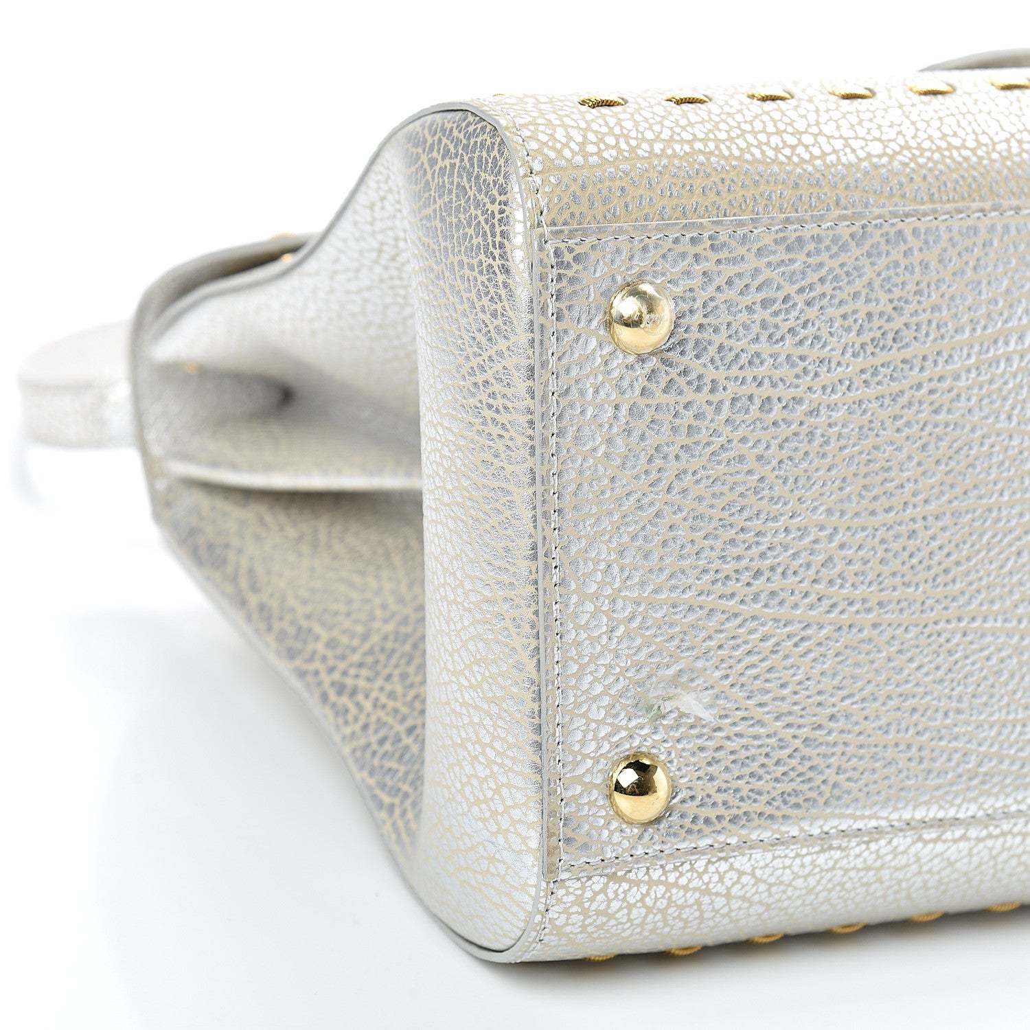Delvaux Metallic Crispy Calfskin MM Brillant Satchel Antique Silver 8 of 10