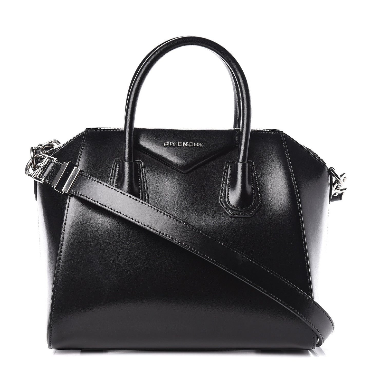Shiny Lord Calfskin Small Antigona Black