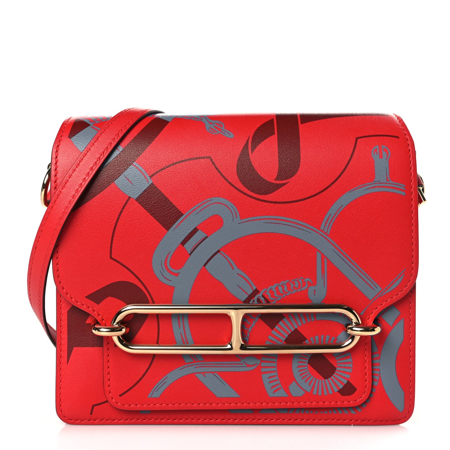Swift Printed Eperon d'Or Mini Sac Roulis Rouge De Coeur Bleu Frida Rouge H