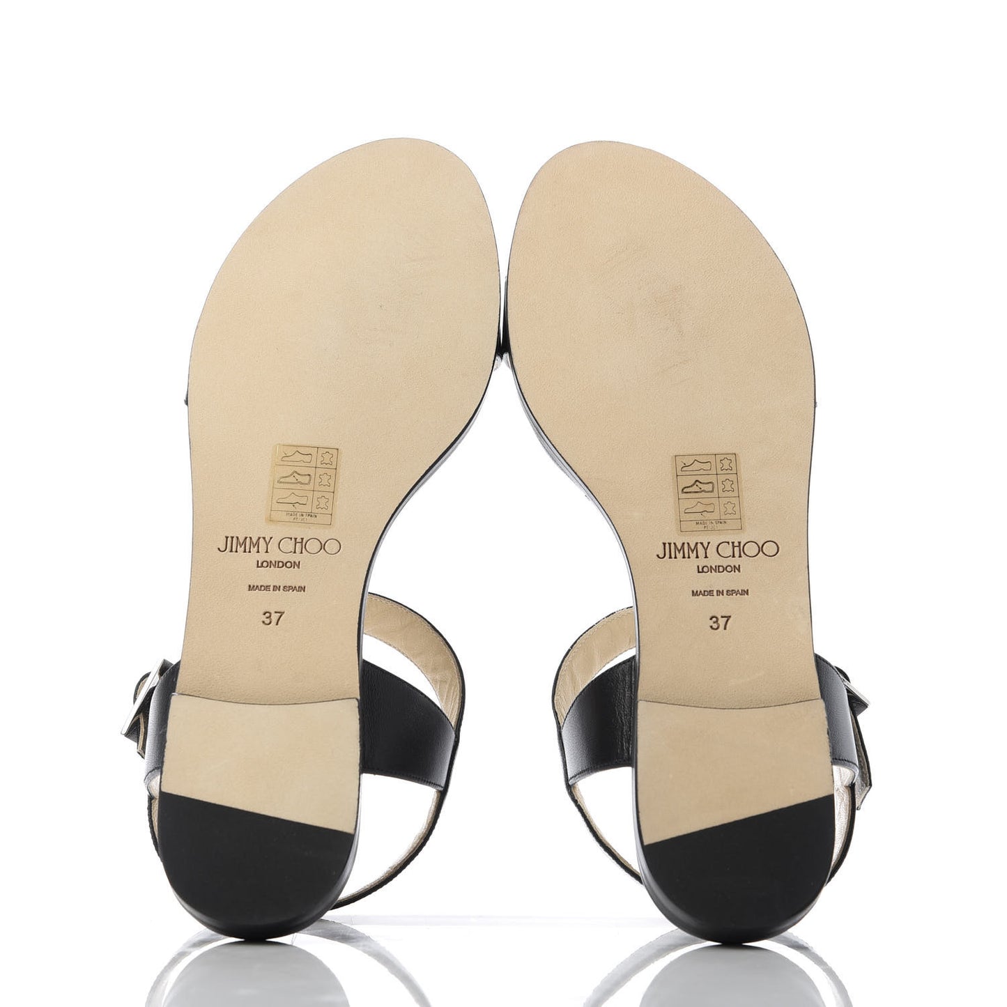 Calfskin Crystal Sandal Flats 37 Black