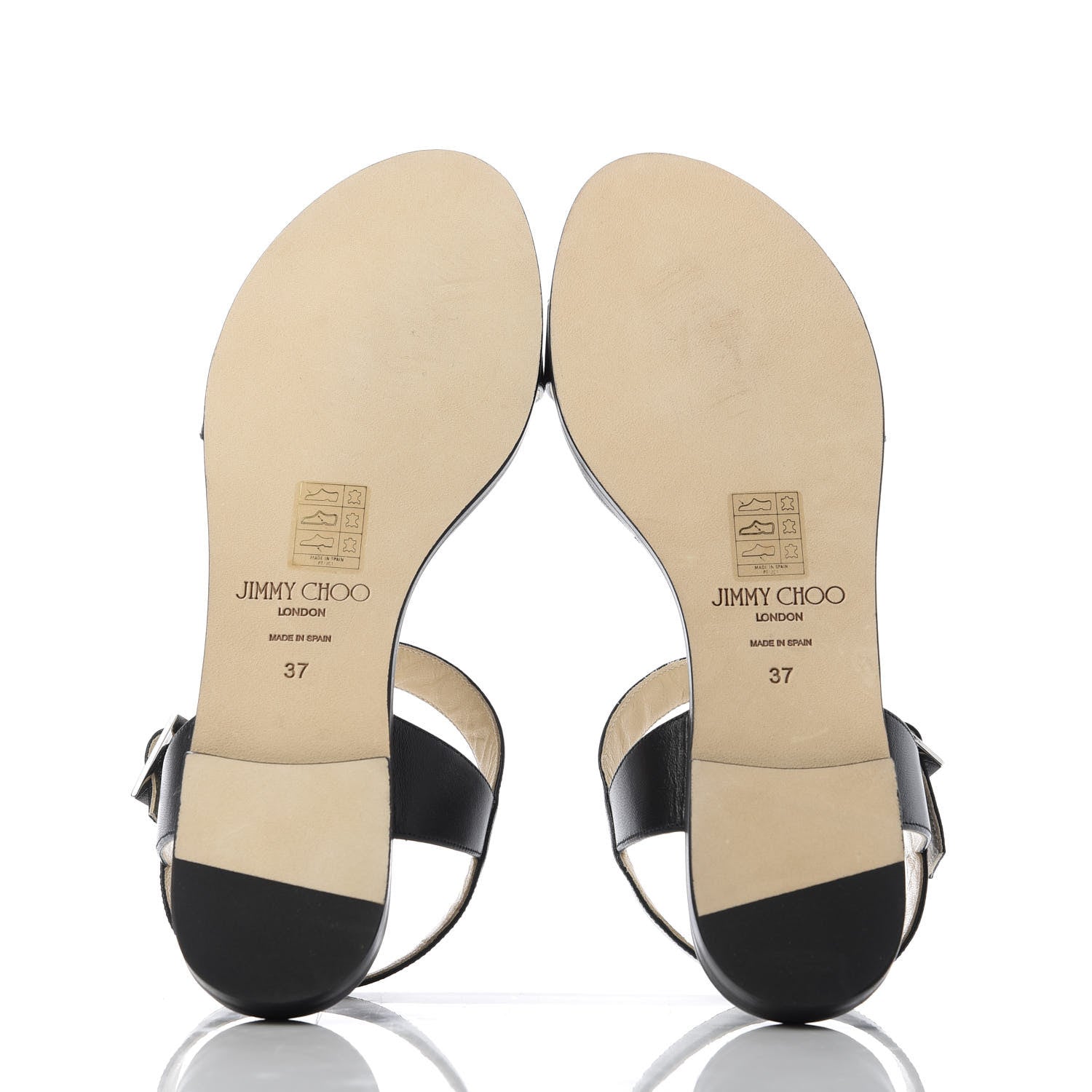 Jimmy Choo Calfskin Crystal Sandal Flats 37 Black 5 of 9