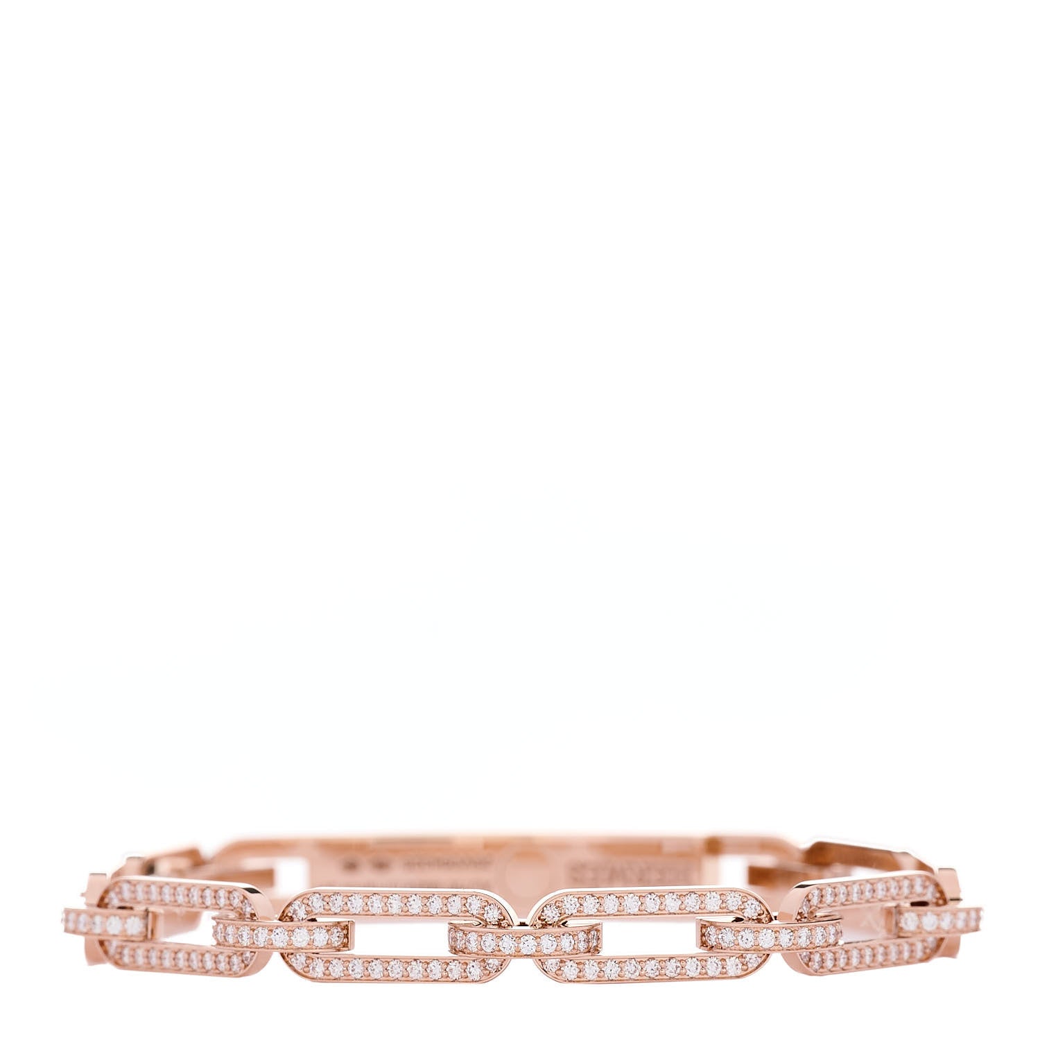 Hermes 18K Rose Gold Diamond Full Pave PM Kelly Chaine Bracelet ST 3 of 5
