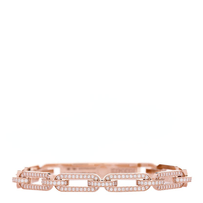 Hermes 18K Rose Gold Diamond Full Pave PM Kelly Chaine Bracelet ST 3 of 5