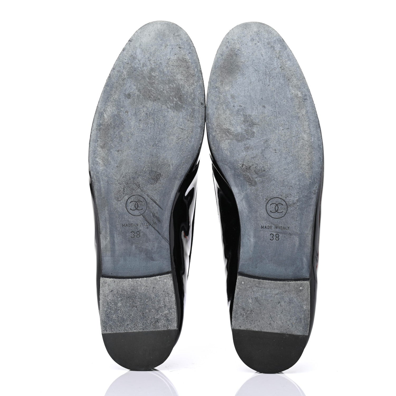 Chanel Patent CC Cap Toe Ballerina Flats 38 Black 4 of 4