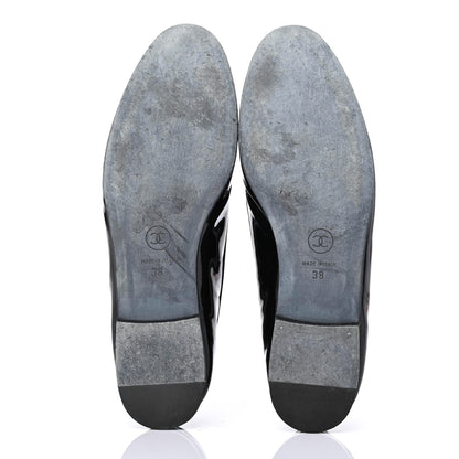 Chanel Patent CC Cap Toe Ballerina Flats 38 Black 4 of 4