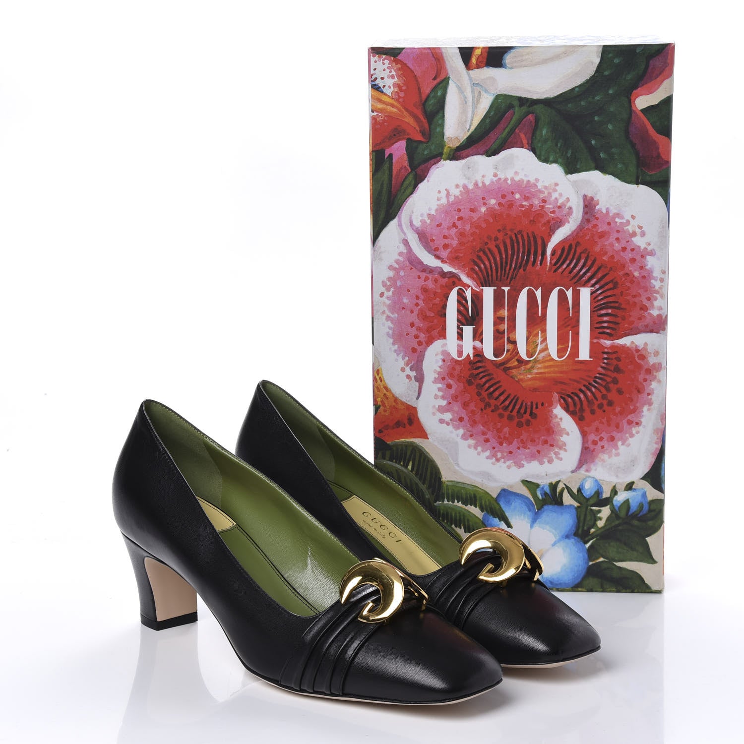 Gucci Malaga Kid Half Moon GG Square Toe Pumps 40 Black 10 of 10