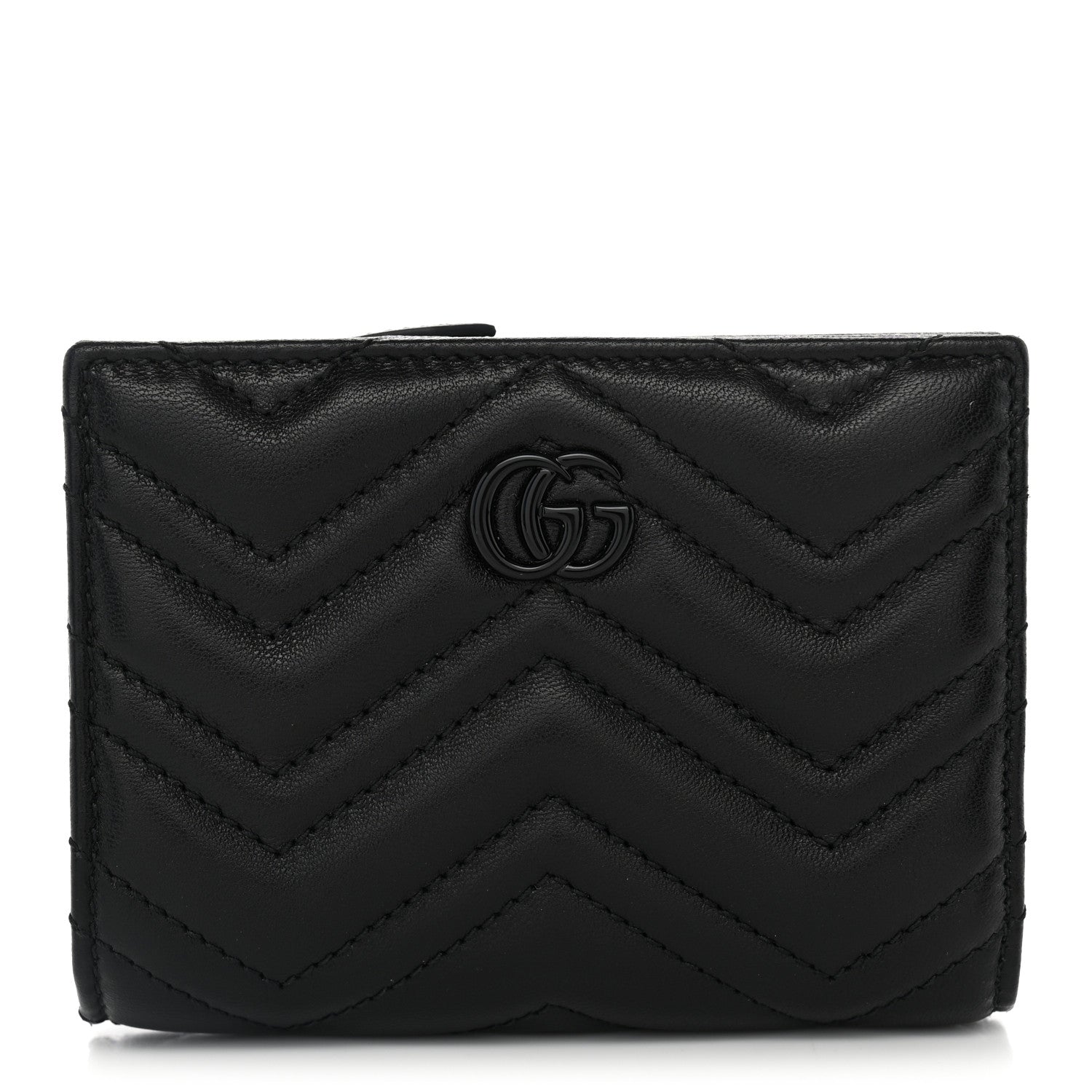 Gucci Nappa Matelasse GG Marmont Card Case Wallet Black 1 of 9
